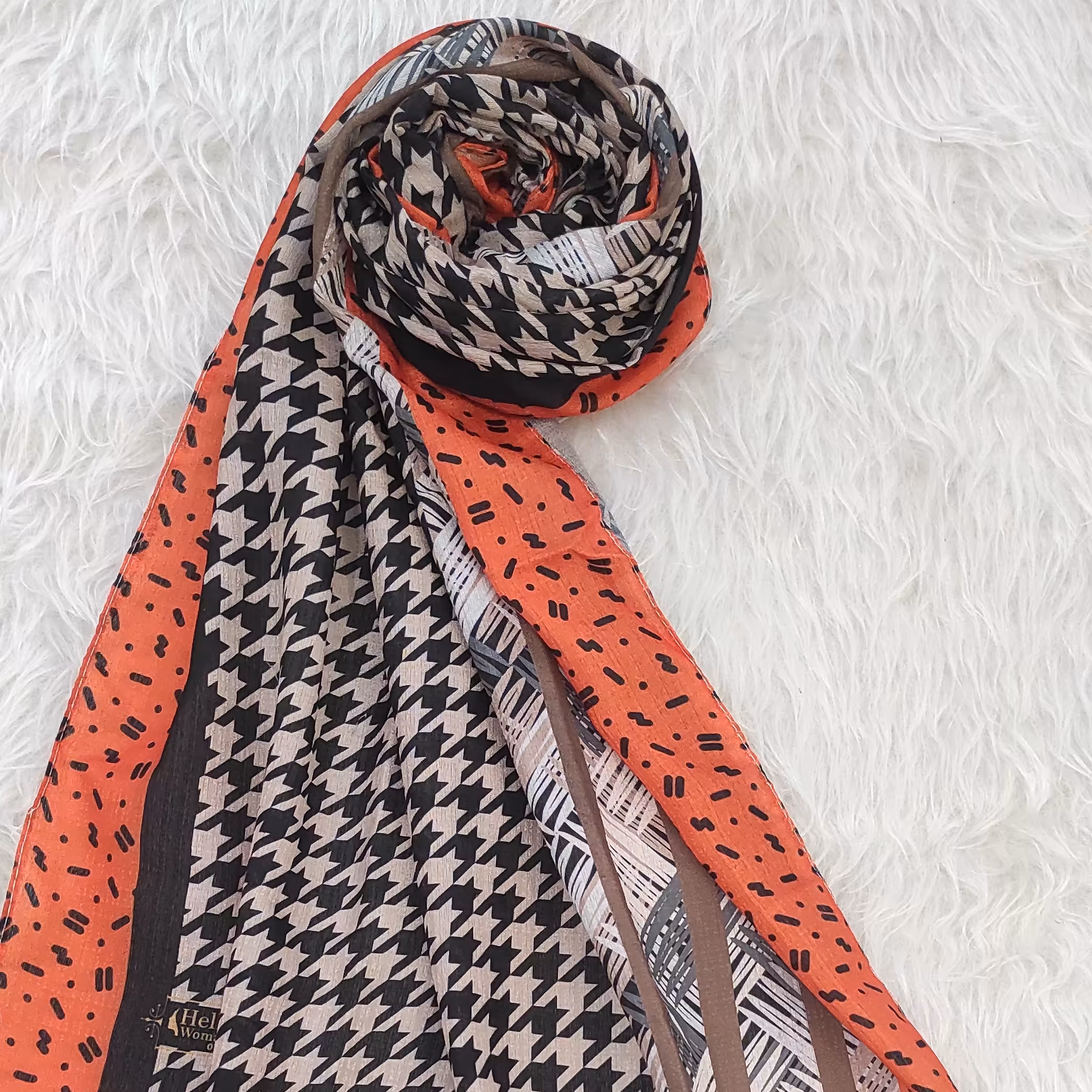 شال  طوسی نارنجی