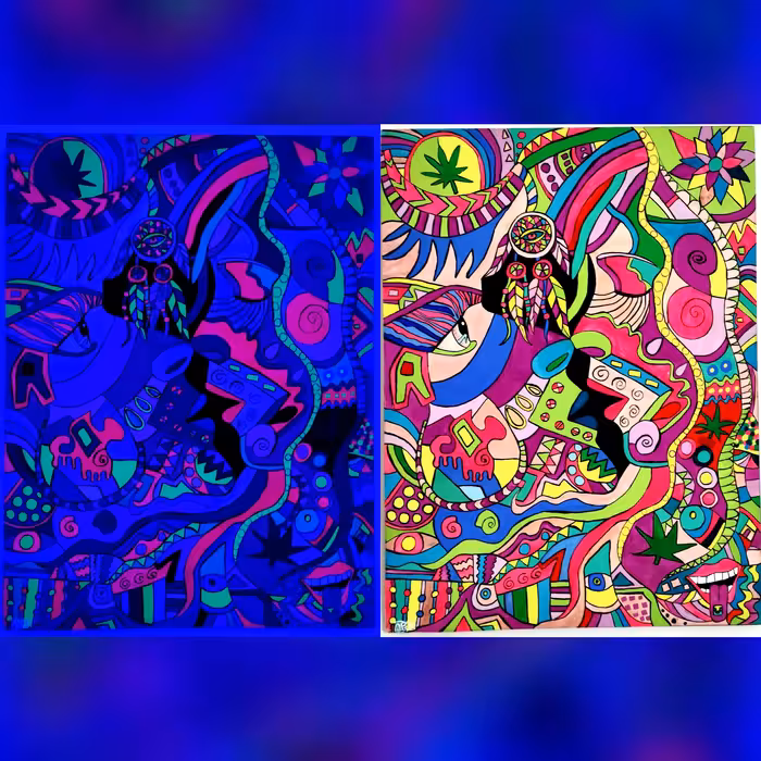 نقاشی کوبیسم مدرن ابعاد a3 بلک لایت