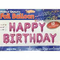 ریسه فویلی هلیوم خور طرح هپی رنگ سرخابی