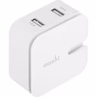 شارژر دیواری MOSHI موشی مدل Rewind 2 مخصوص محصولات اپل دارای 2 خروجی سفید - Hiapple.ir