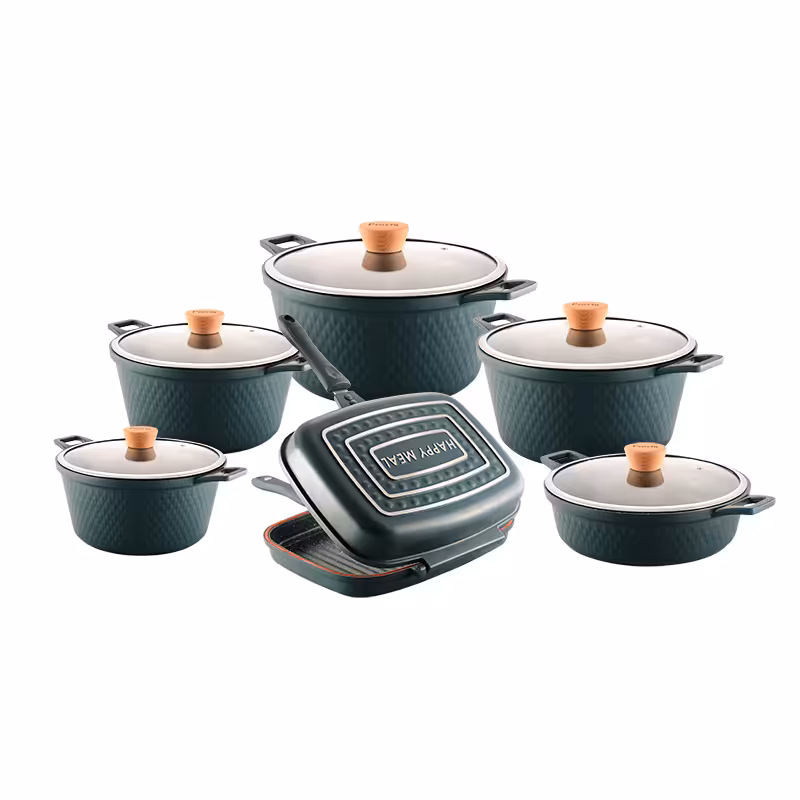 سرویس قابلمه 12 پارچه بایوگرانیت پرارین مدل وینکس رنگ سبز مات