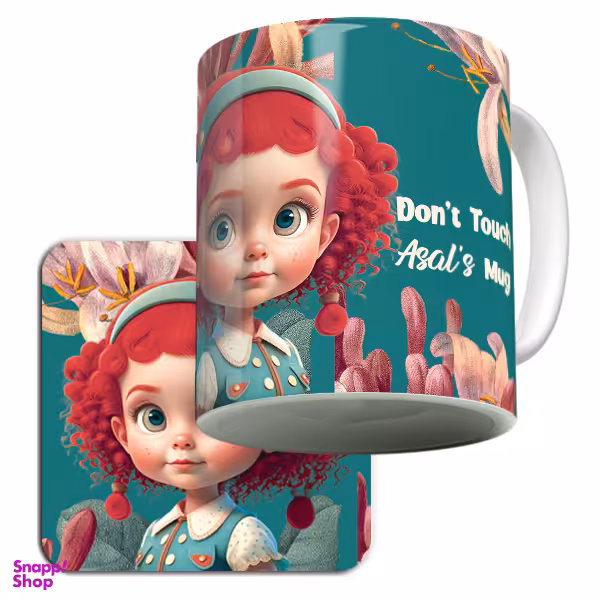 ماگ لاژید مدل به ماگ عسل دست نزن به همراه زیرلیوانی