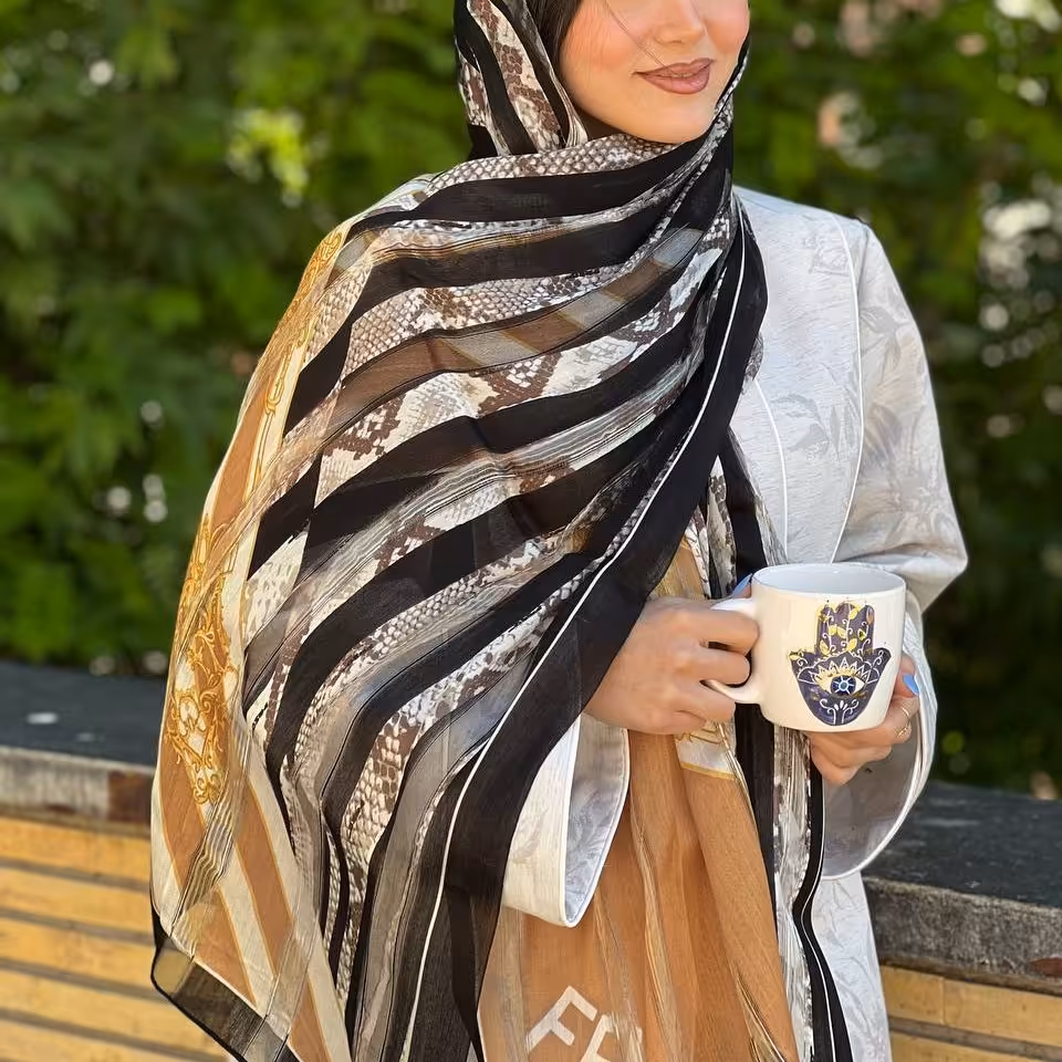 شال ابریشم میله ای وارداتی کد38438(1)