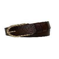کمربند چند رنگ زنانه شلوار جین 100% چرم اصل قهوه ای تیره با سگک طلایی اسپرت 4 سانتی متری GoDeri