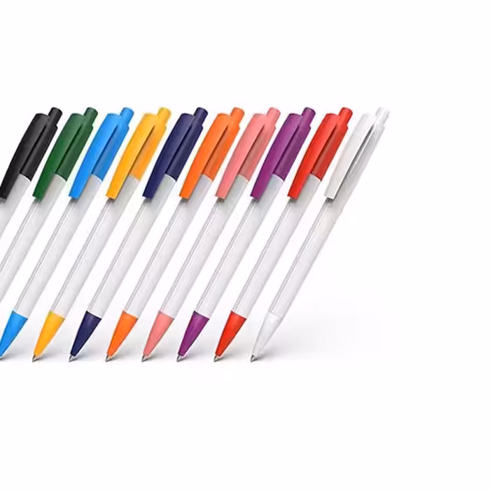 پک 100 عددی خودکار پلاستیکی تبلیغاتی کیفیت عالی ،روان  بدنه سفید 