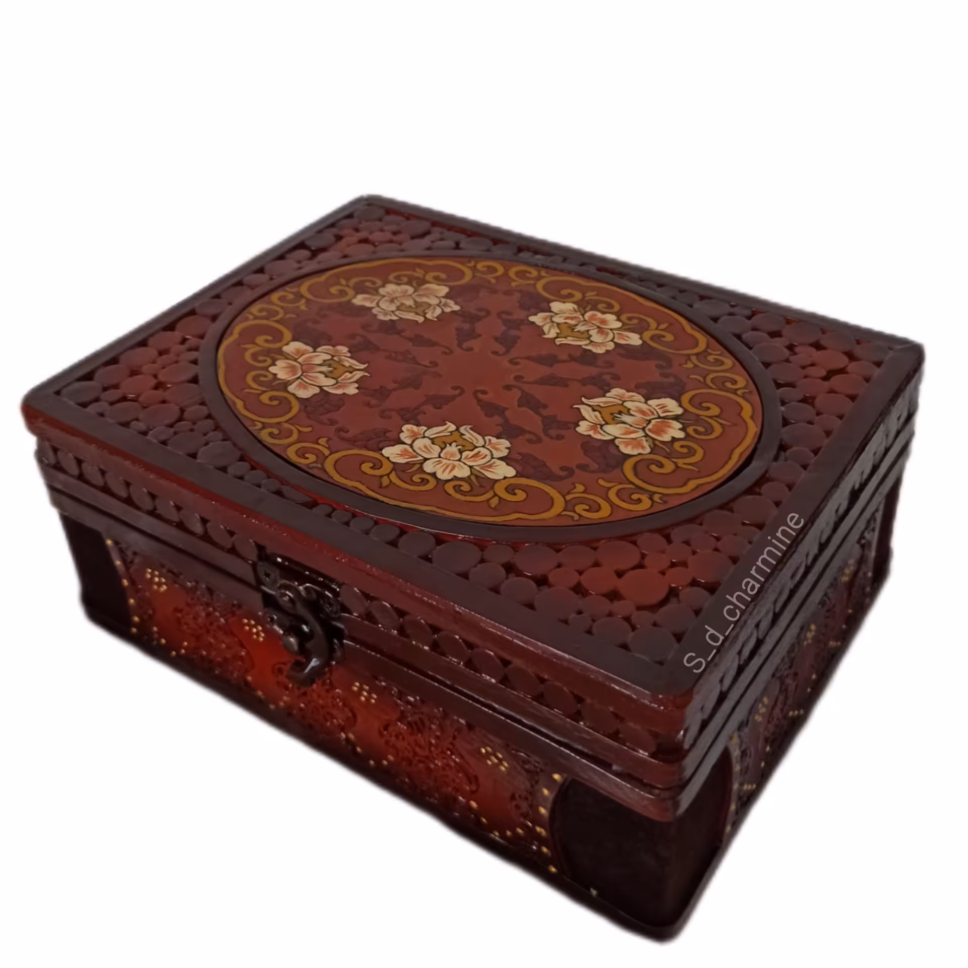 باکس چرم طبیعی همراه با نقاشی/هدیه تولد/نظم دهنده/باکس/نقاشی/نقاشی روی چرم/چرم طبیعی/اکسسوری