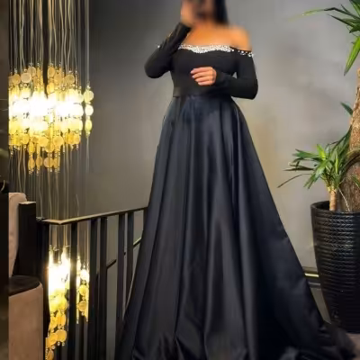 پیراهن شب زنانه کرپ مدل لباس مجلسی مزونی