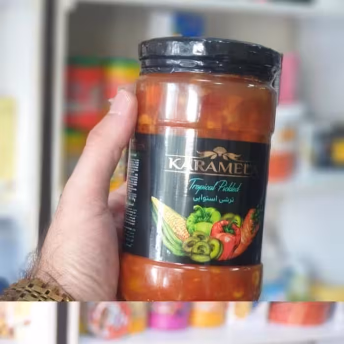 ترشی استوایی کاراملا 700 گرمی کیفیت خوب 12 عددی