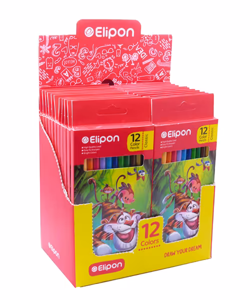 مدادرنگی  مقوایی  الیپون 12 رنگ