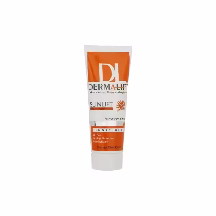 کرم ضد آفتاب بدون رنگ SPF50 محافظ UVA و UVB ضد آب مناسب پوست چرب درمالیفت 40 میل