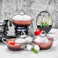 سرویس قابلمه گرانیتی 9 پارچه اوزلایف مدل AZRA رزگلد