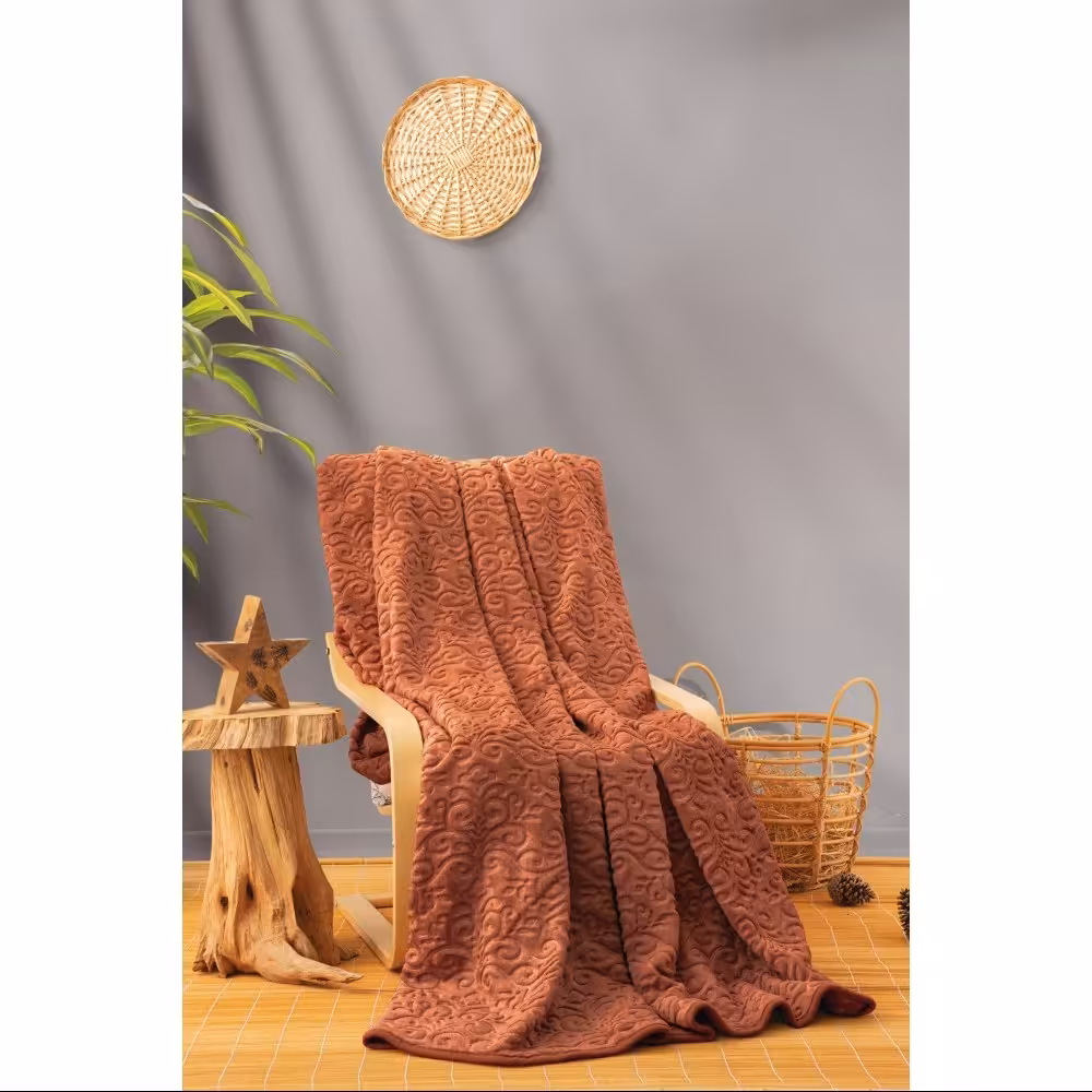 پتو برجسته کاتن باکس مدل Emboss Kiremit دو نفره سایز 220در240 سانتی