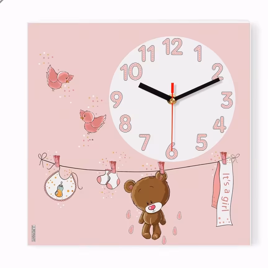 ساعت دیواری اتاق کودک طرح خرس بندرخت کد 3330