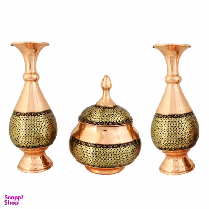 ست گلدان و قندان خاتم کاری کد F63