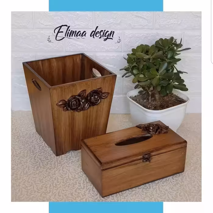 ست سطل و جادستمال با طرح منبت