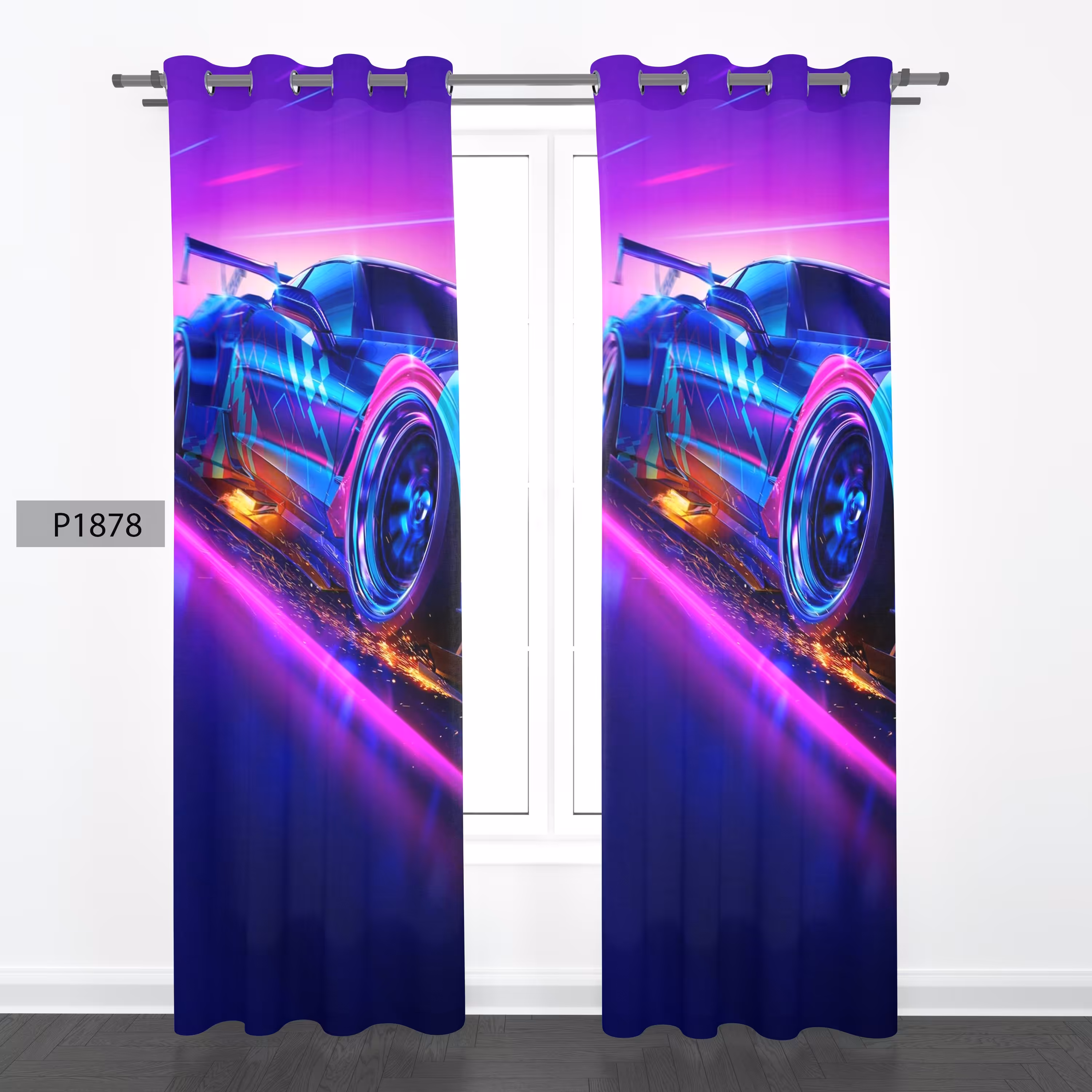 پرده هازان چاپی دو قواره دوخته شده پانچ شده هر قواره عرض 140ارتفاع190کد1878