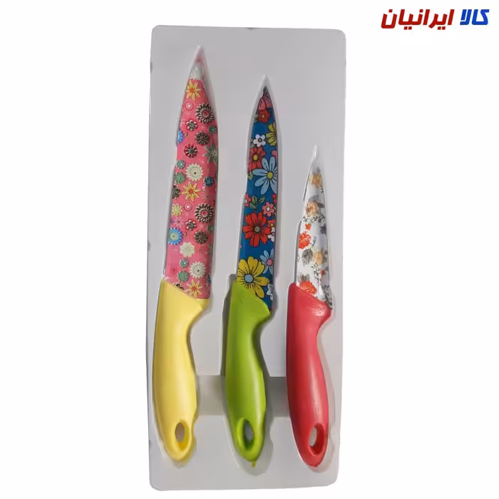 ست چاقو آشپزخانه گلدار 3 پارچه