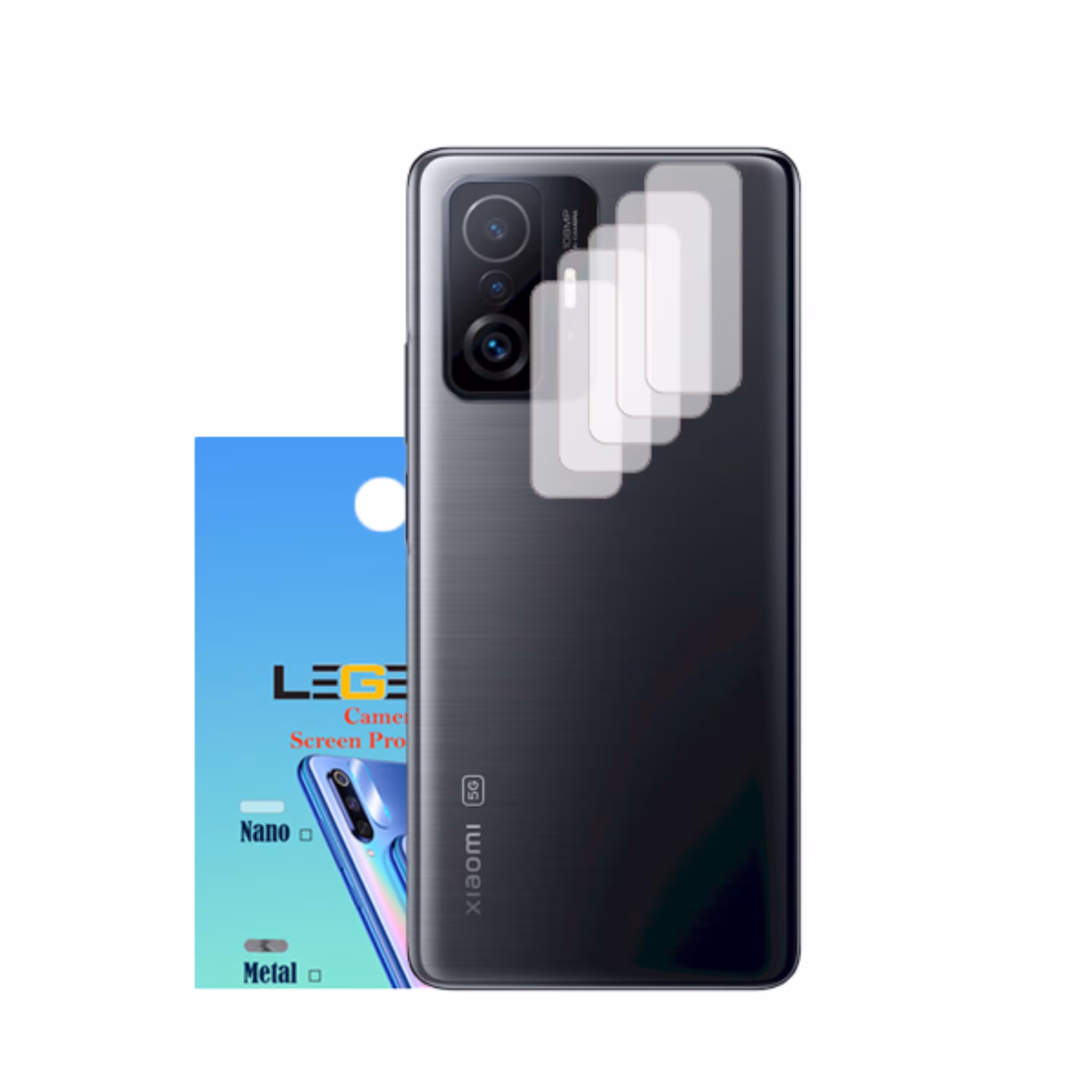 محافظ لنز دوربین لجند مدل نانو گلس مناسب موبایل شیائومی Mi 11T Pro بسته 5 عددی