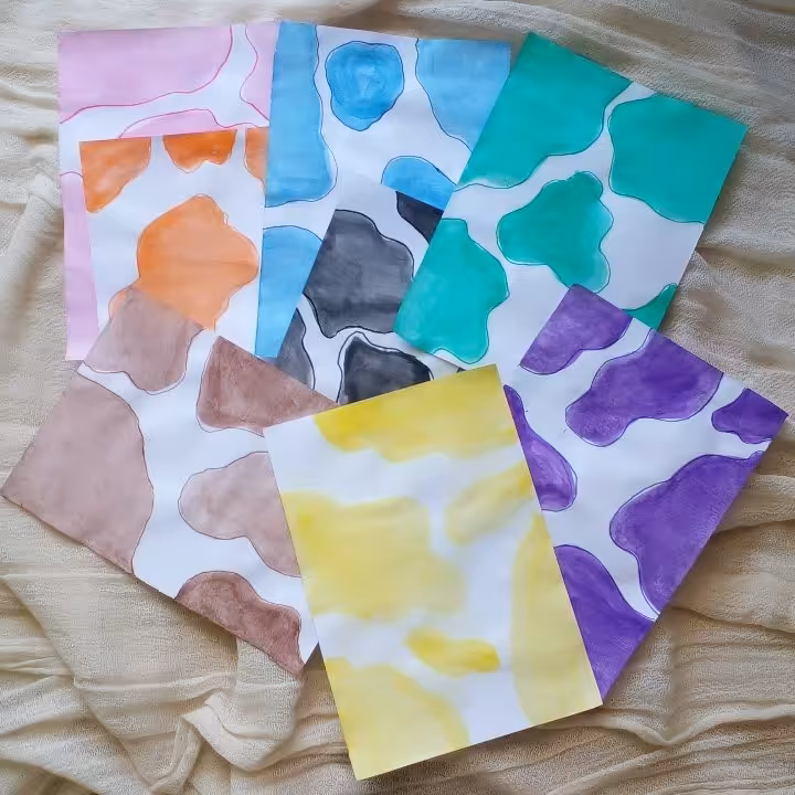 پک کاغذ دستساز ابرنگی هشت عددی سایز A5 مناسب استفاده در ژورنال اسکرپ بوک و غیره