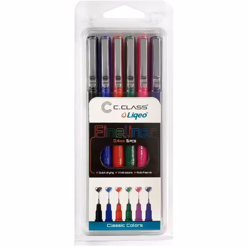 روان نویس راپید رنگی نوک نمدی ضخامت 4 دهم 6 رنگ برند سی کلاس