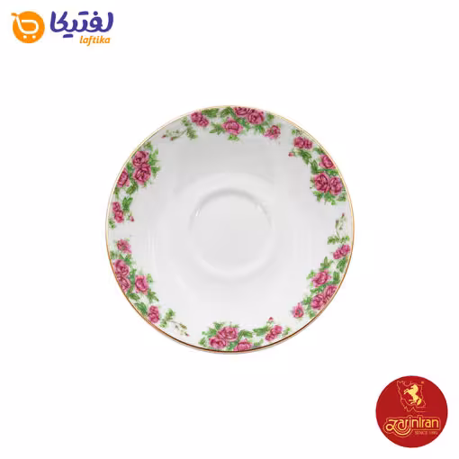 نعلبکی زیر استکانی چینی زرین دوری سایز 13 طرح بیدگل - گل سرخی