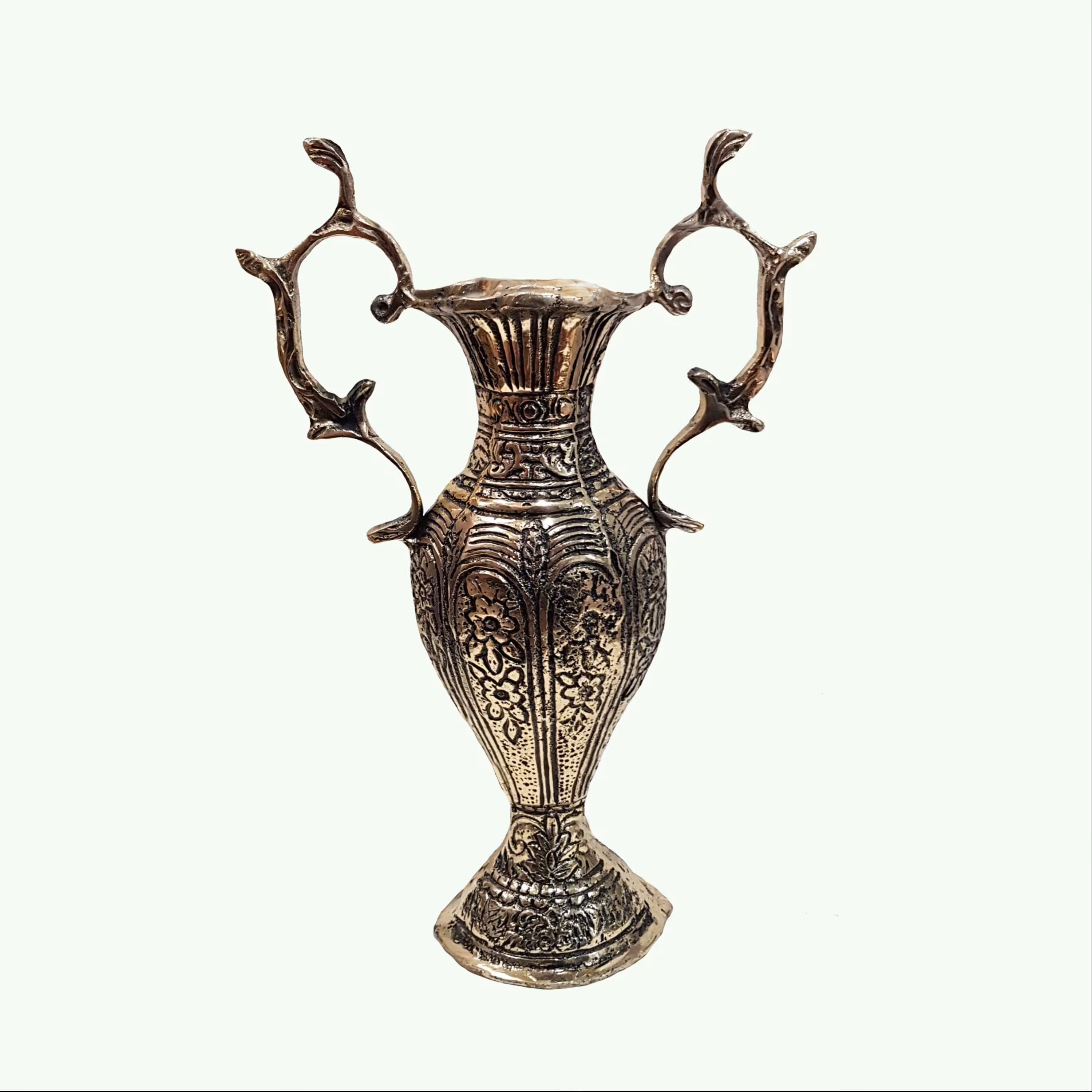 گلدان برنجی (برنزی)  رومیزی دودسته بارنگ ثابت