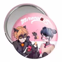 آینه جیبی خندالو مدل پسر گربه ای و دختر کفشدوزکی کد 25034