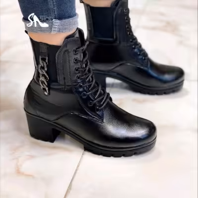 نیم بوت زنانه جدید زیره پیو 5سانت کیفیت عالی دوطرف کش بدون زیپ سایز 37