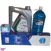 پک روغن موتور پارس سوپر پایا 4 لیتری و فیلتر روغن و هوای مبین و شیشه شوی خودرو مناسب پژو 206TU5 و 207 و اچ سی کراس مجموعه 4 عددی