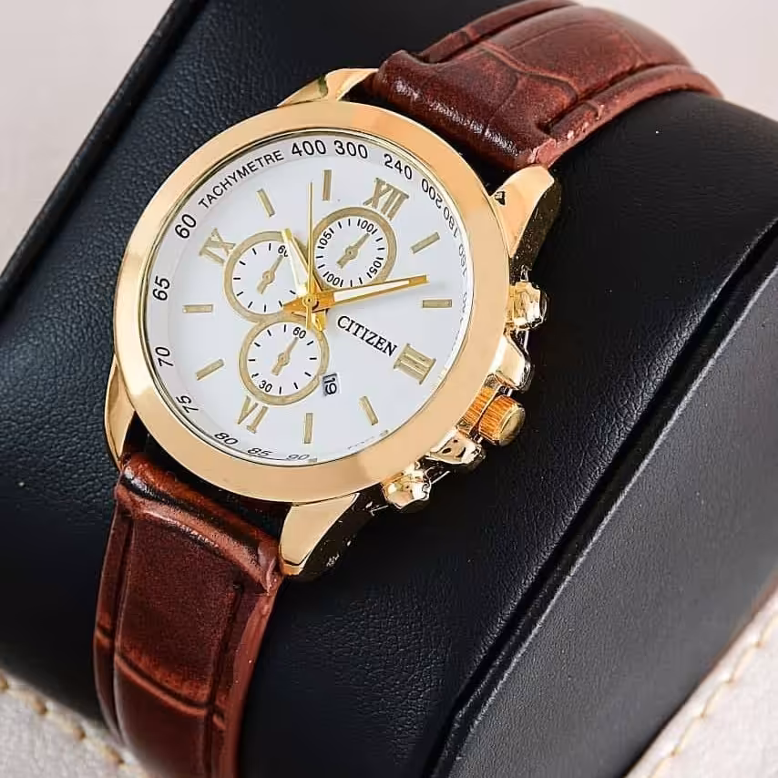 ساعت مچی زنانه سیتیزن بند چرمی کیفیت عالی با جعبه 