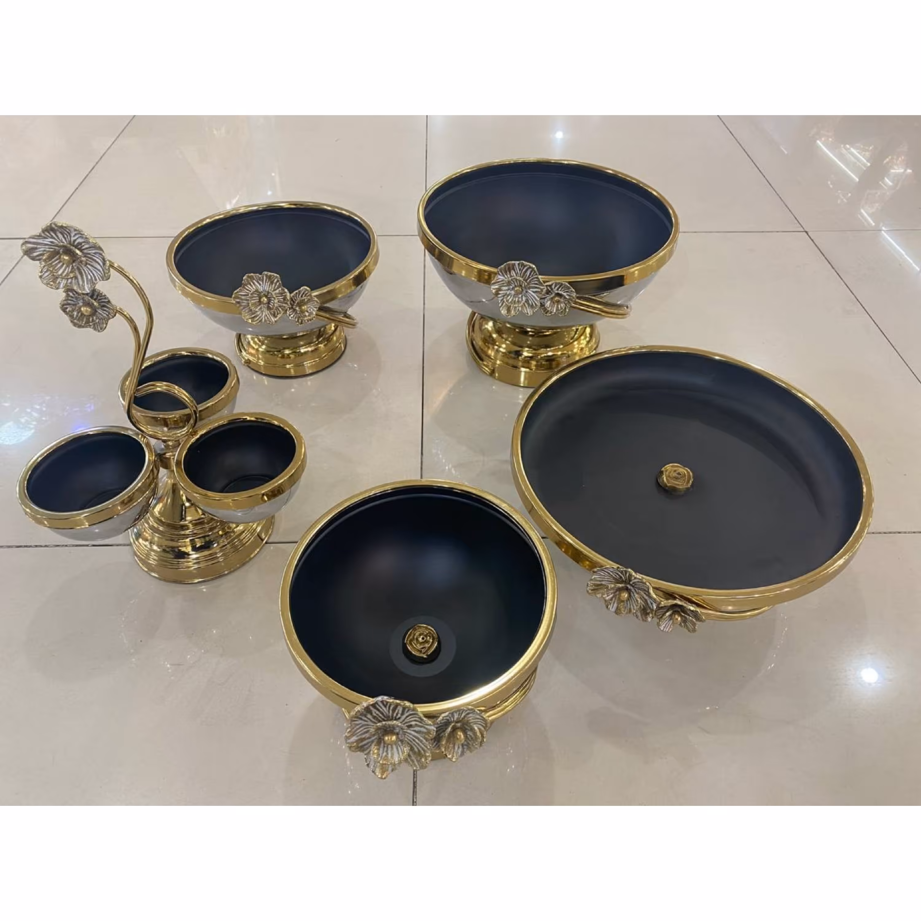 ست پذیرایی شقایق با گل برنجی 