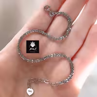 دستبند  نقره خاویاری  ضخیم ایتالیا با عیار 925 و آبکاری طلاسفید 