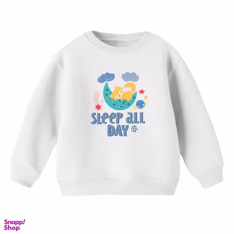 سویشرت بچگانه مدل روباه خوابیده رنگ سفید