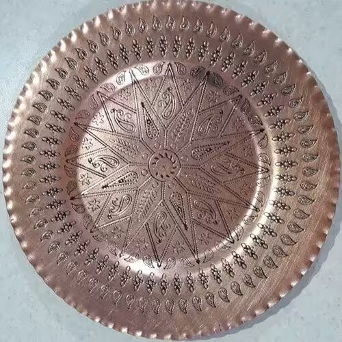 بشقاب میوه خوری مسی طرحدار