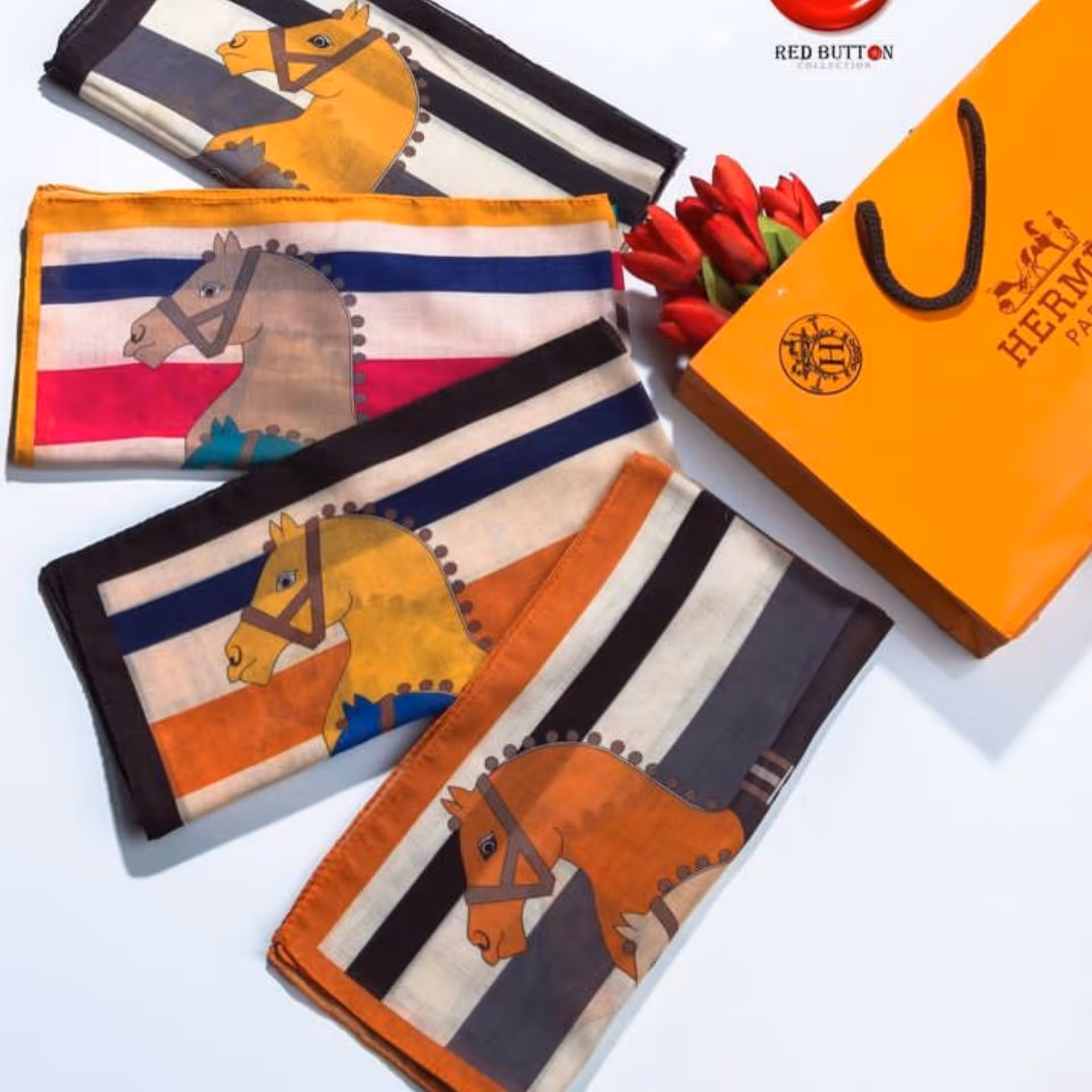 مینی اسکارف هرمس نخی بسیار سبک و راحت و شیک قد 70