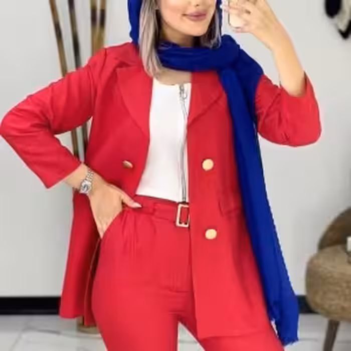 مانتو کتی زنانه کرپ پرنیانی مدل کتی وشلوار پاکتی