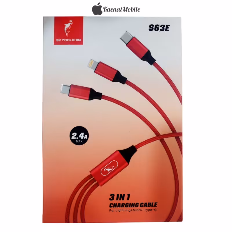 کابل تبدیل USB به microUSB/لایتنینگ/USB-C اسکای دلفین - مشکی