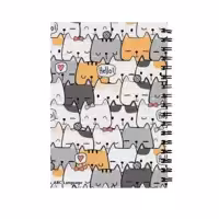دفتر زبان 60 برگ طرح  گربه با قیمت مناسب و کیفیت عالی فنر دوبل ابعاد A5