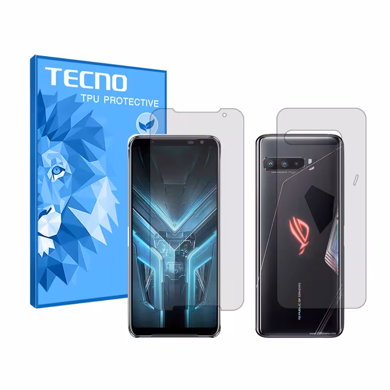 گلس صفحه نمایش و پشت گوشی ایسوس Rog Phone 3 مدل شفاف برند تکنو کد SS