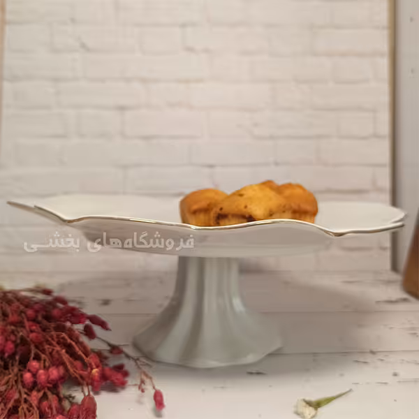 شیرینی خوری سرامیکی مدل رز پایه دار لمون