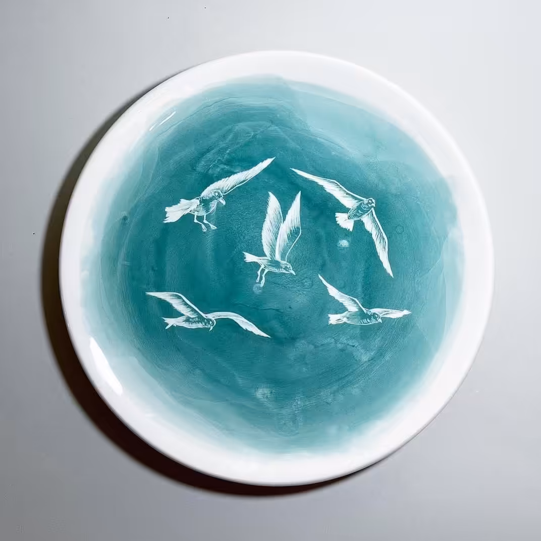 بشقاب سرامیکی طرح مرغ دریایی