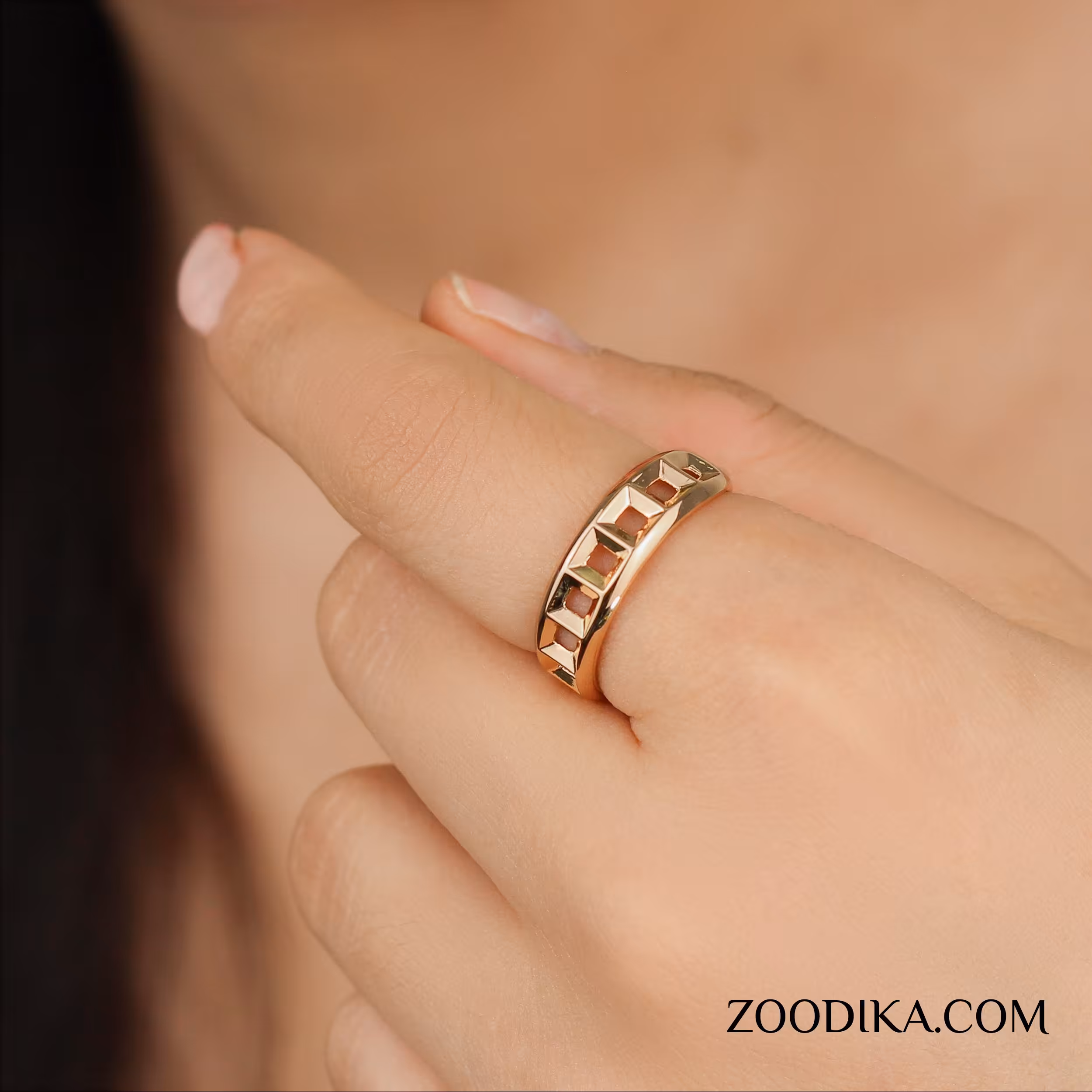 انگشتر ژوپینگ طرح طلا رنگ ثابت ضد حساسیت  AAE-139