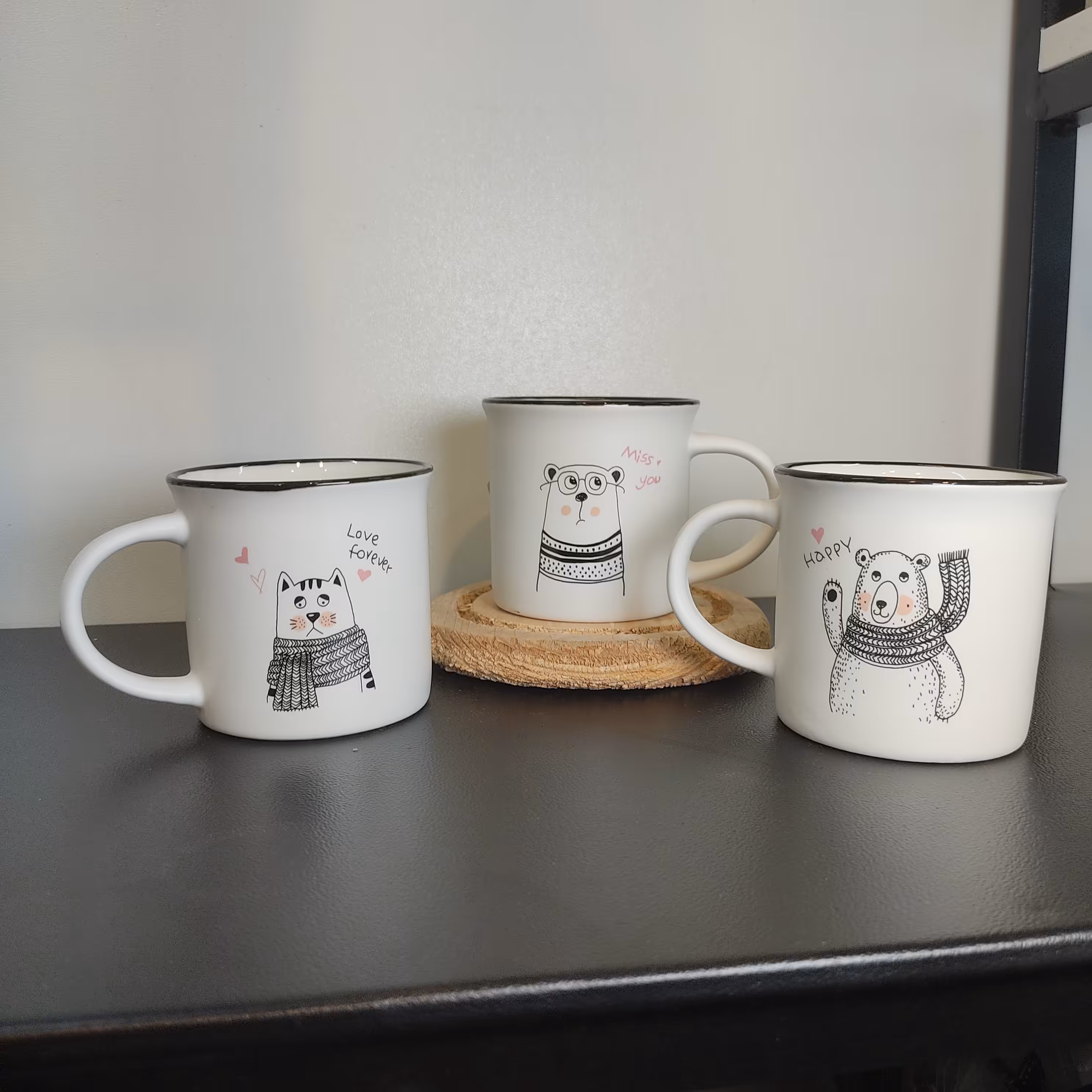 ماگ سرامیکی طرح زمستونی با نقش خرس و گربه با حجم کم