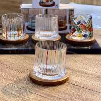 لیوان کریستال قابل چرخش با زیره چوبی Kit-224