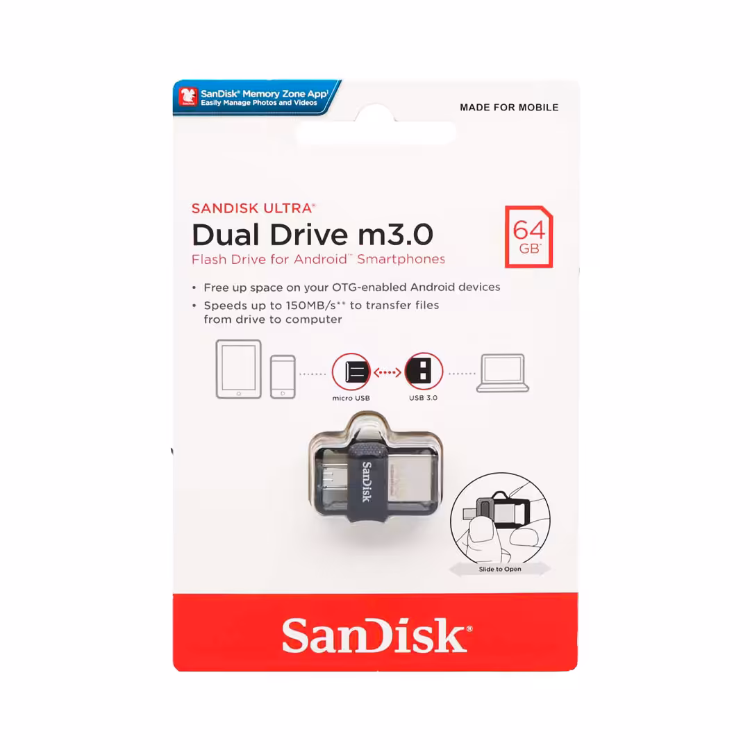 فلش Sandisk OTG مدل  Ultra Dual Drive M3.0 با ظرفیت 64 گیگابایت