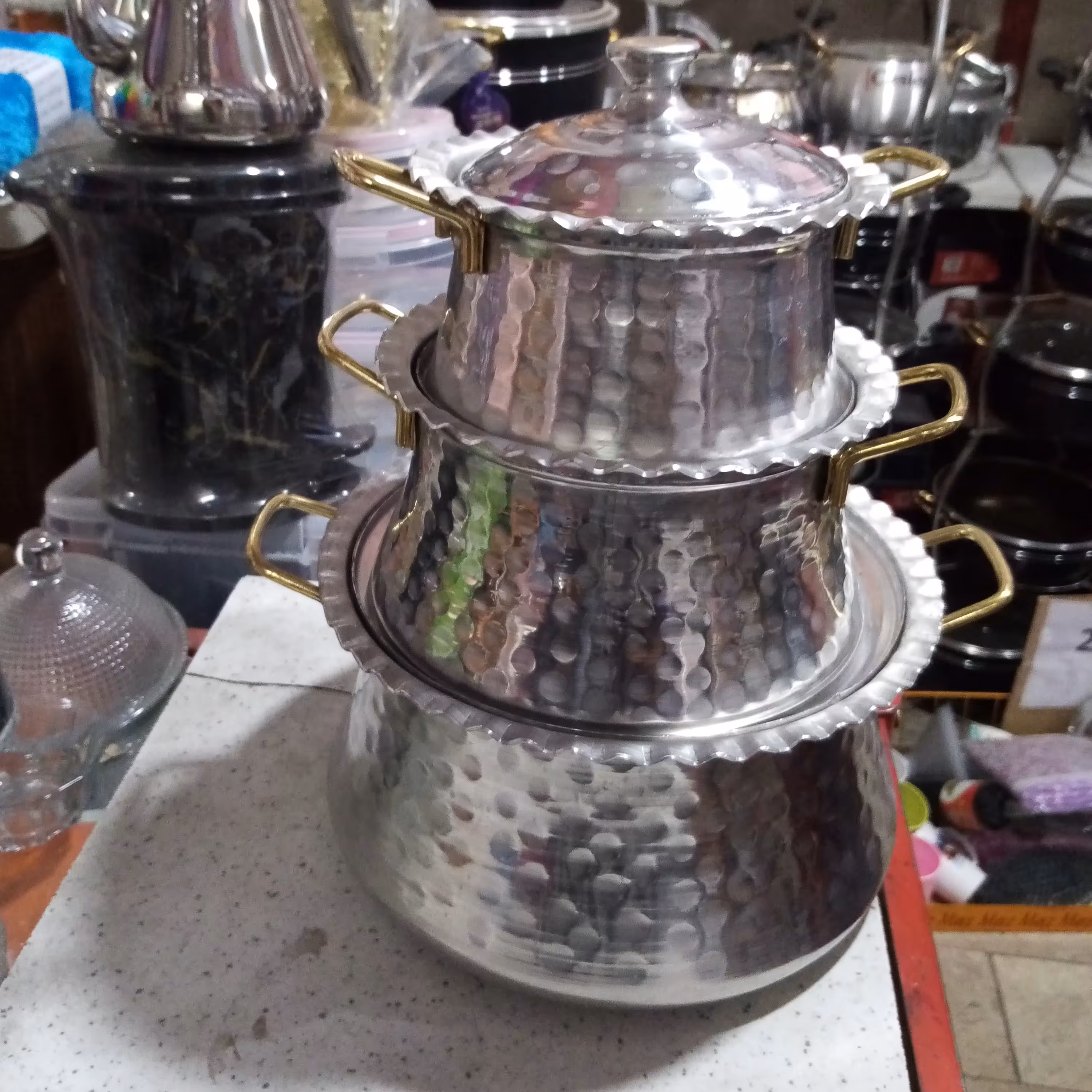 سرویس قابلمه چکشی روحی کنگره دسته طلایی