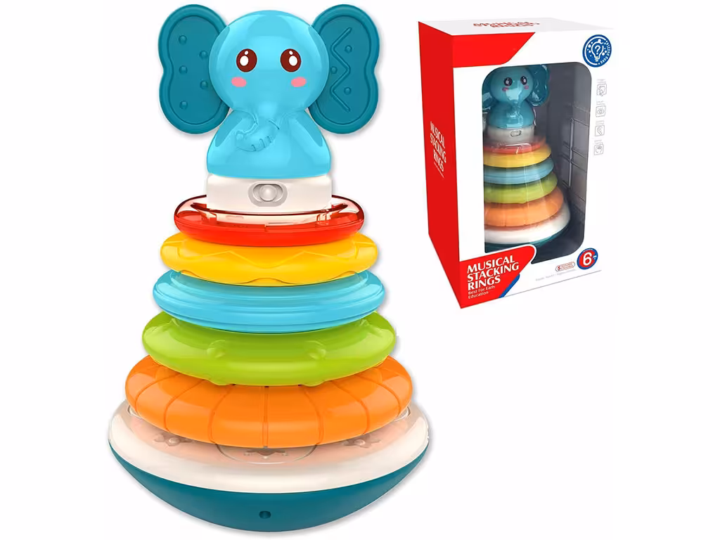 بازی فکری حلقه هوش (برج هوش) تعادلی، موزیکال و جغجغه ای فیل هانگر huanger