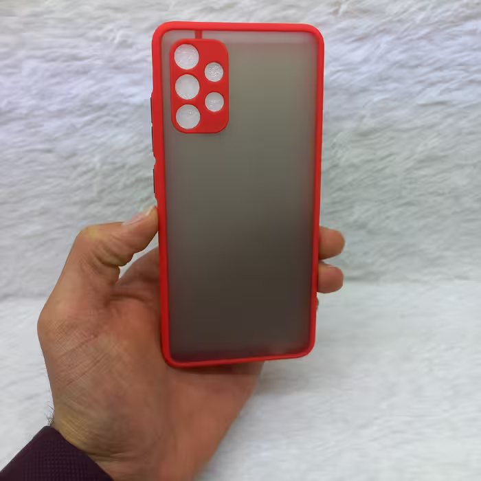 گارد (قاب) گوشی A32 4G مدل پشت مات محافظ لنزدار رنگ قرمز  مناسب گوشی Samsung A32 4G