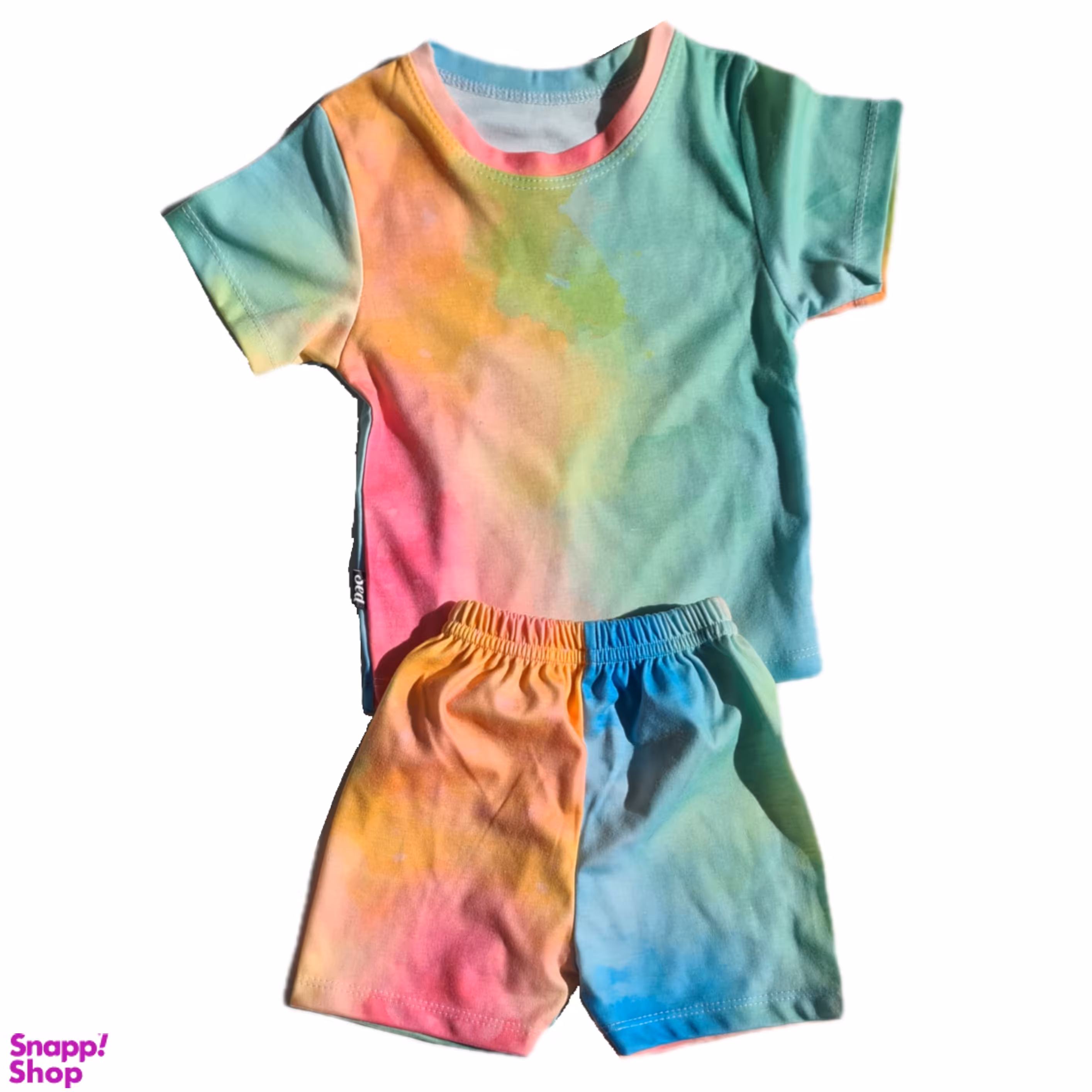 ست تیشرت و شلوارک مدل اسپرت طرح آبرنگی