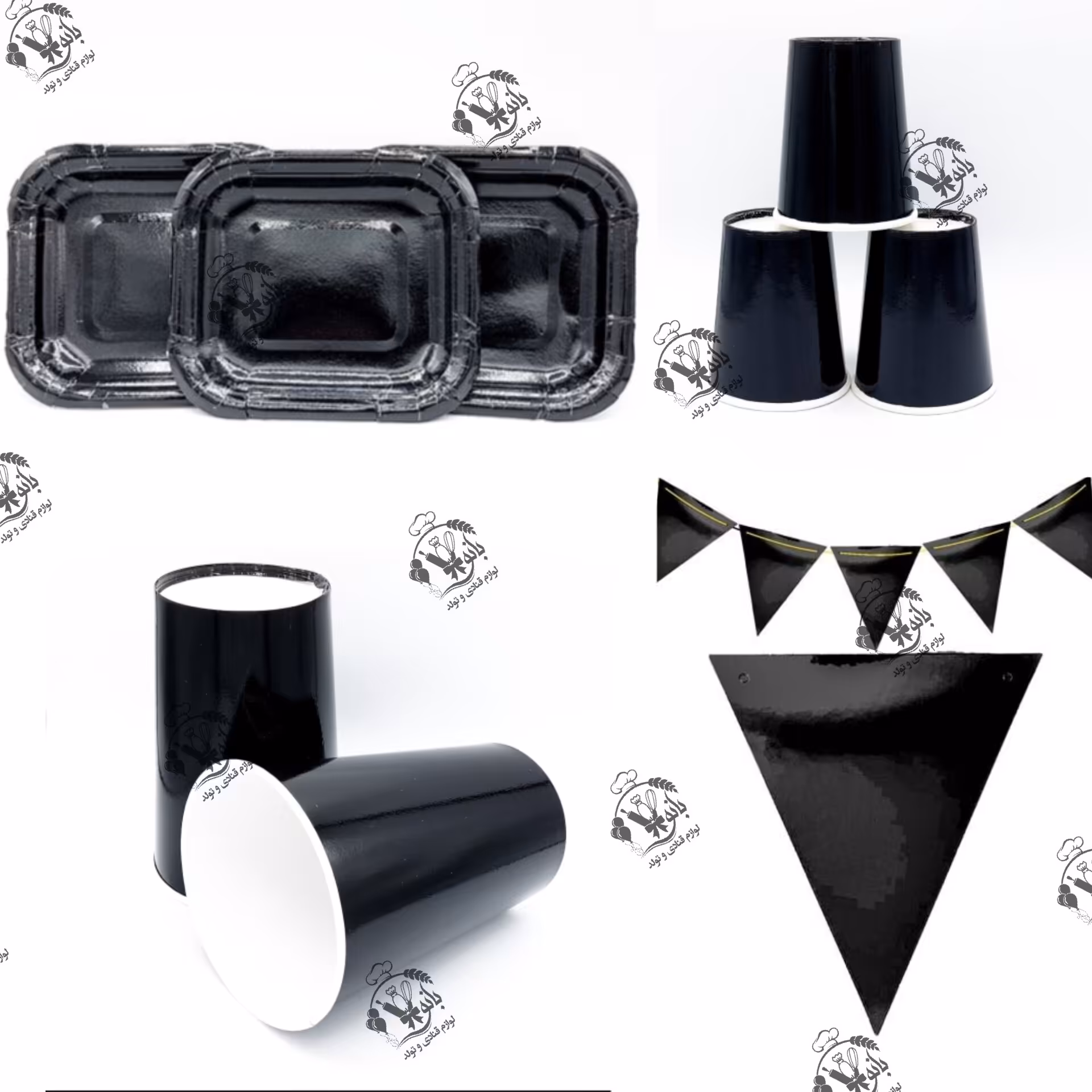 تم تولد متالایز مشکی   10 عددی - 3 تکه-